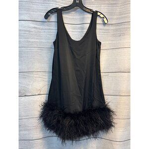 NWT Nadine Merabi Black Feather Trim Chloe Dress Size XS
